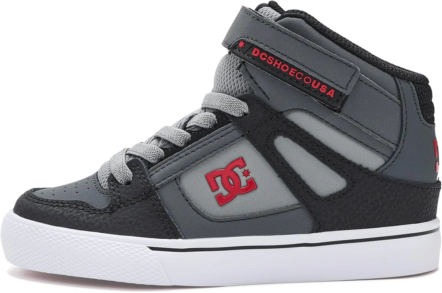 Детские кроссовки для скейтбординга DC Pure Hi Top Ev, серый/черный/красный — фото 4
