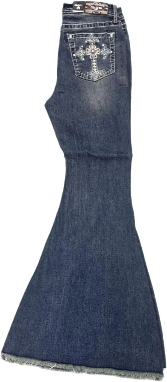 Женские джинсы Grace In LA HIGHWAIST CROSS BELL BOTTOM FLARE Generic, Medium Wash