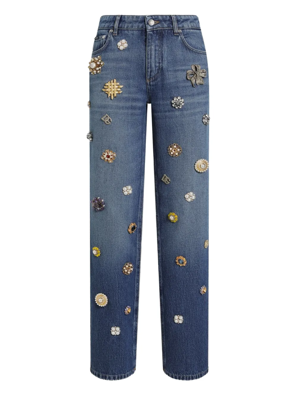 

Прямые джинсы с вышивкой DOLCE & GABBANA, синий