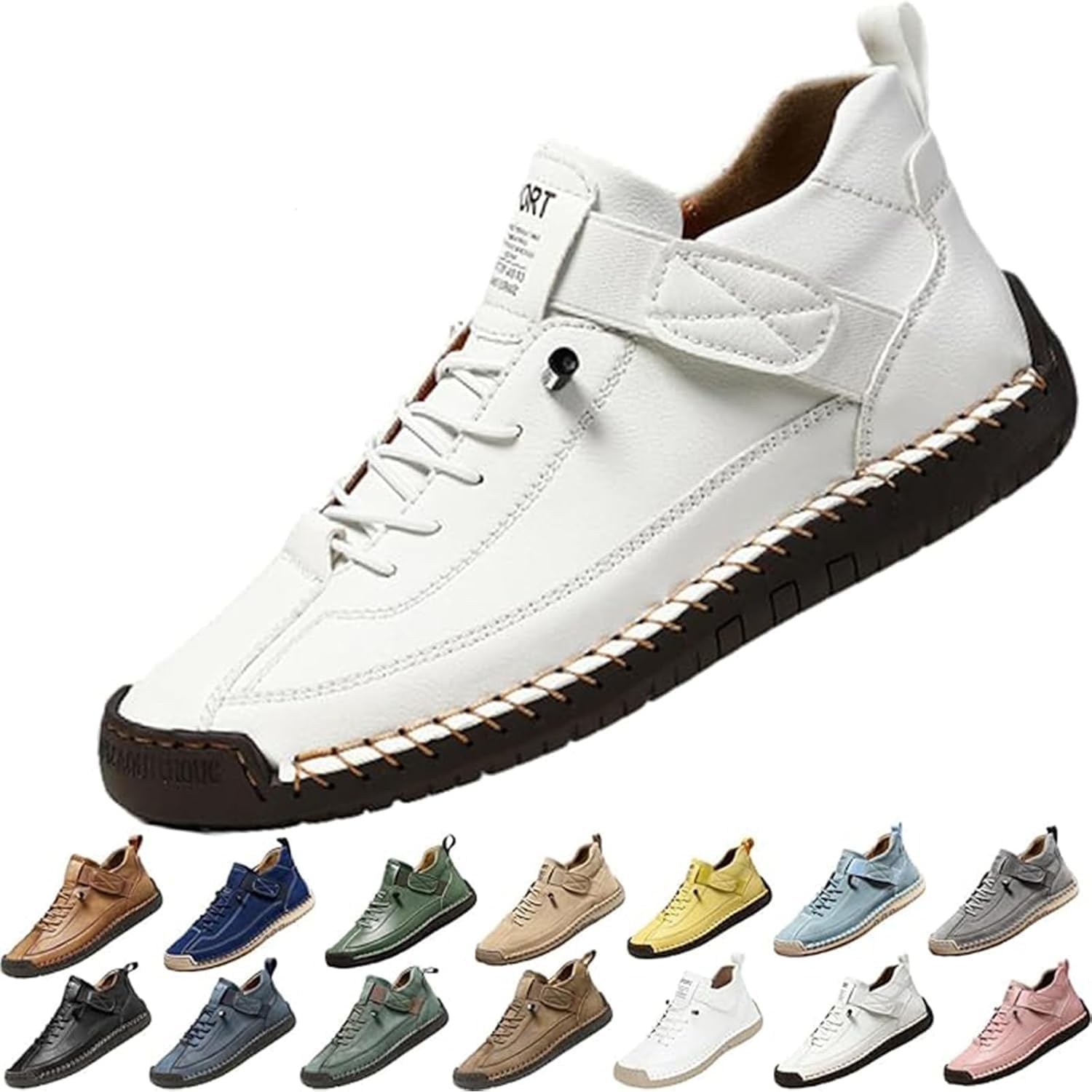 

Комфортные ортопедические кроссовки, повседневные легкие слипоны для спорта, унисекс регулируемые кожаные кроссовки Generic, белый