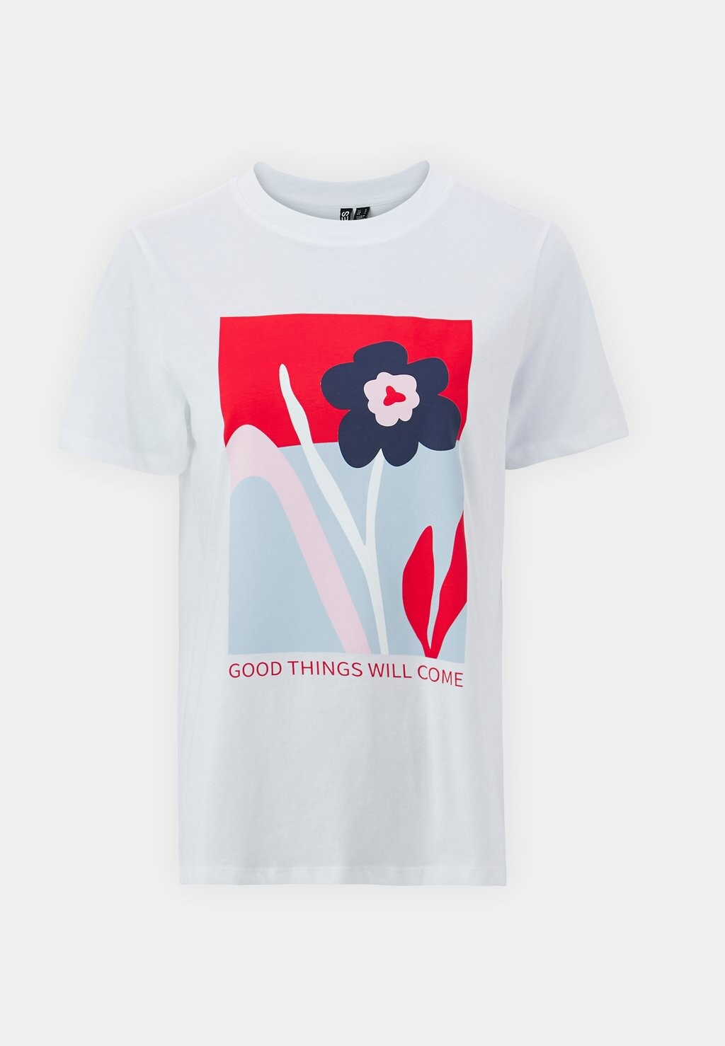 

Принт на футболке PCMOLLY O NECK TEE BOX Pieces, белый