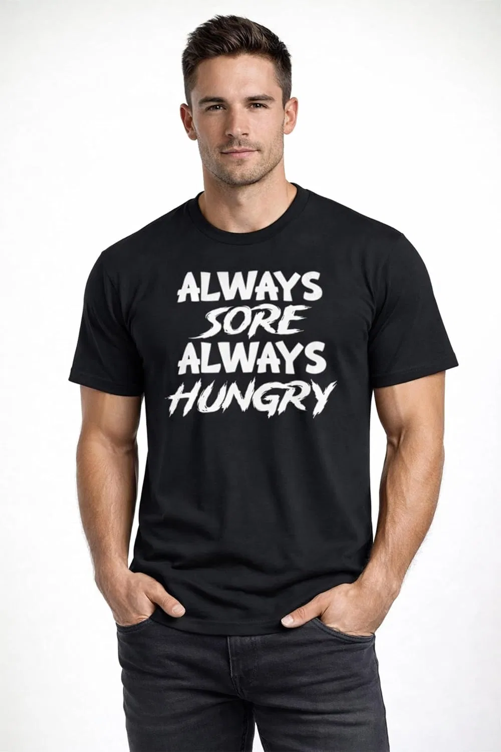 Футболка Always Sore Always Hungry - темная мотивационная для спортзала, тренировок, дисциплины и силы духа GENERIC, Cvc Charcoal — фото 2