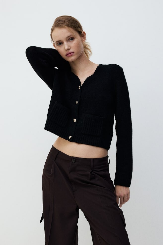 

Короткий кардиган тонкой вязки H&M, черный