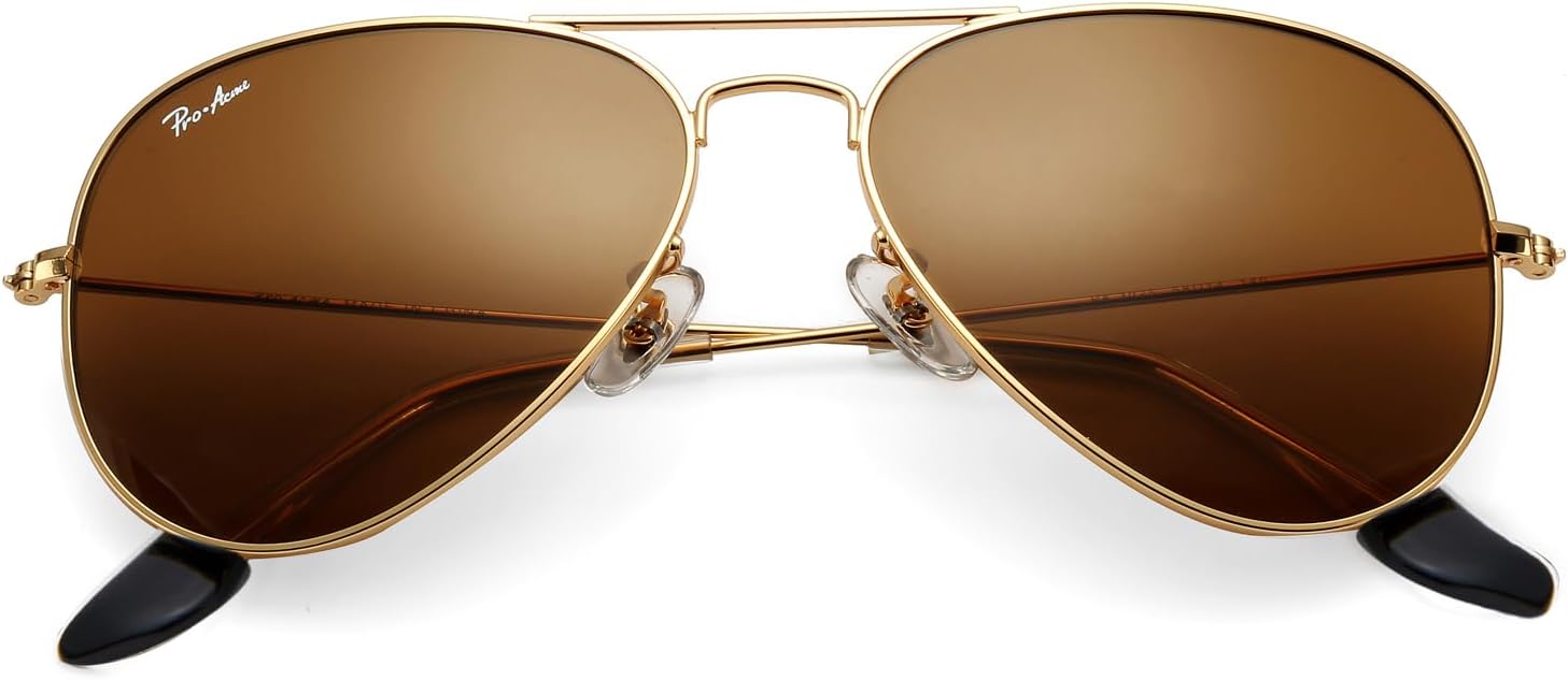 

Солнцезащитные очки Pro Acme Classic Aviator для женщин и мужчин, линзы из стекла, металлическая оправа, защита от УФ-излучения UV400, очки для водителя, B1 Brown/Plastic/Polarized