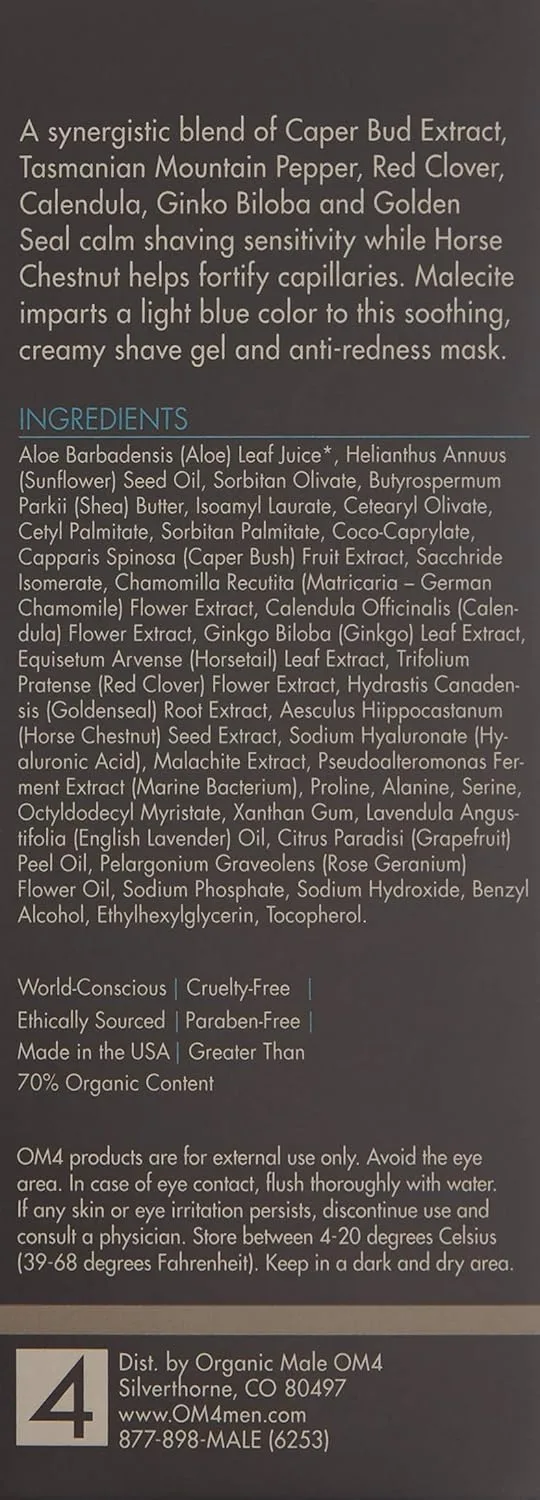 Маска для лица Organic Male — OM4: для бритья для чувствительной кожи: успокаивающий гель для снятия чувствительности — фото 3