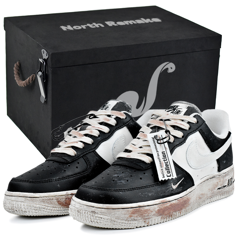 Кроссовки Nike Air Force 1 износостойкие и легкие низкие женские черно-белые старый пароль подарочная коробка 3, цвет Old Password-Gift Box 3