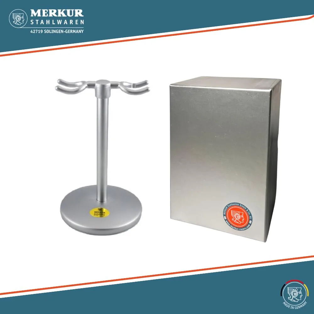 MERKUR 4780 Luxury подставка для безопасной бритвы, матовое хромирование, эксклюзивная подставка для бритв серии Futur 700 и кисти для бритья 1700, элегантная организация в ванной, сделано в Германии — фото 3