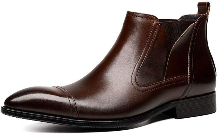 

Рабочие ботинки Rui Landed Ankle Boot для мужчин, модель без шнурков, из высококачественной натуральной кожи, повседневные, деловые, водонепроницаемые, с острым носком и блочным каблуком, однотонные (Цвет: черный, Размер: 6 M US)