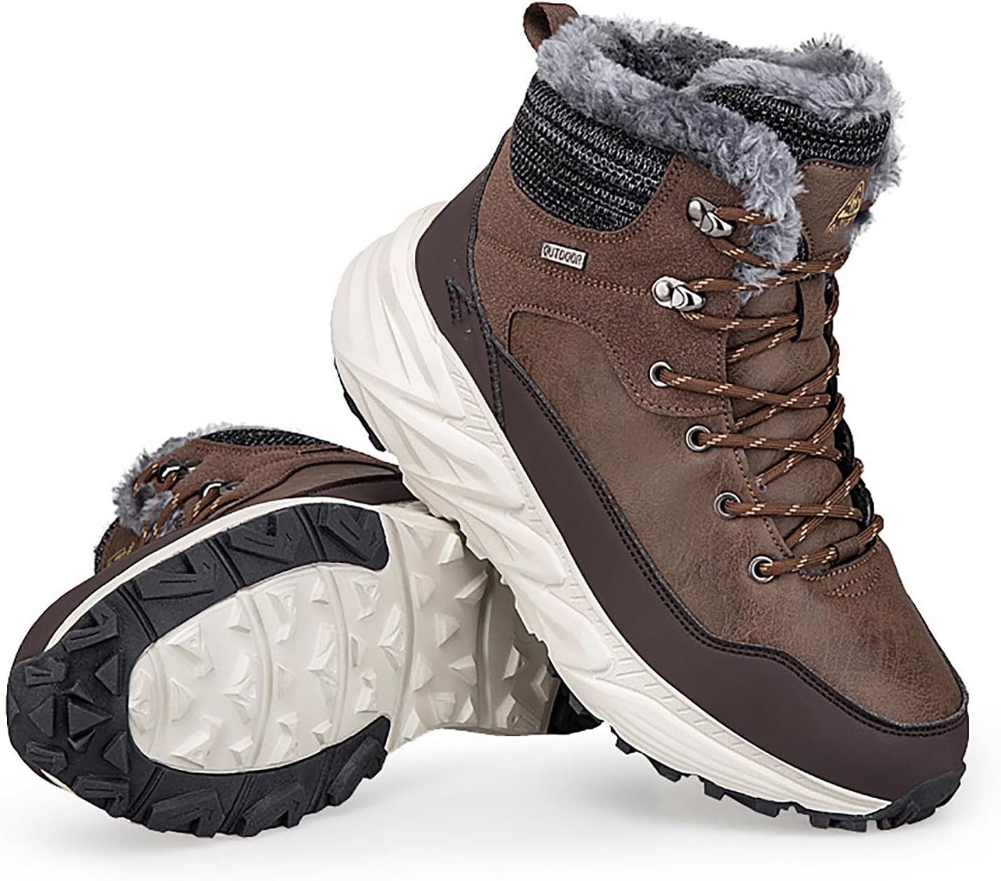 

Зимние утепленные ботинки средней высоты для мужчин, для прогулок и походов на открытом воздухе, с поддержкой свода стопы и комфортом Generic, коричневый