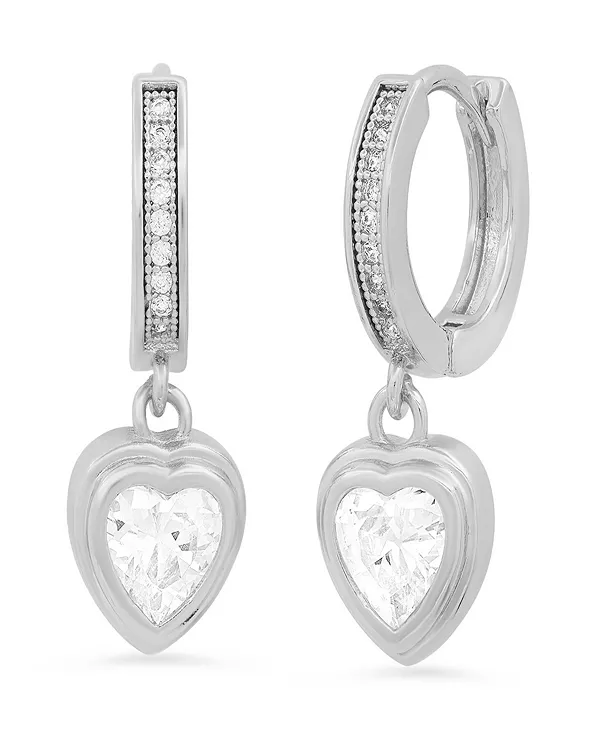 

Женские серьги-подвески в форме сердца из латуни с имитацией бриллиантов Steeltime, silver