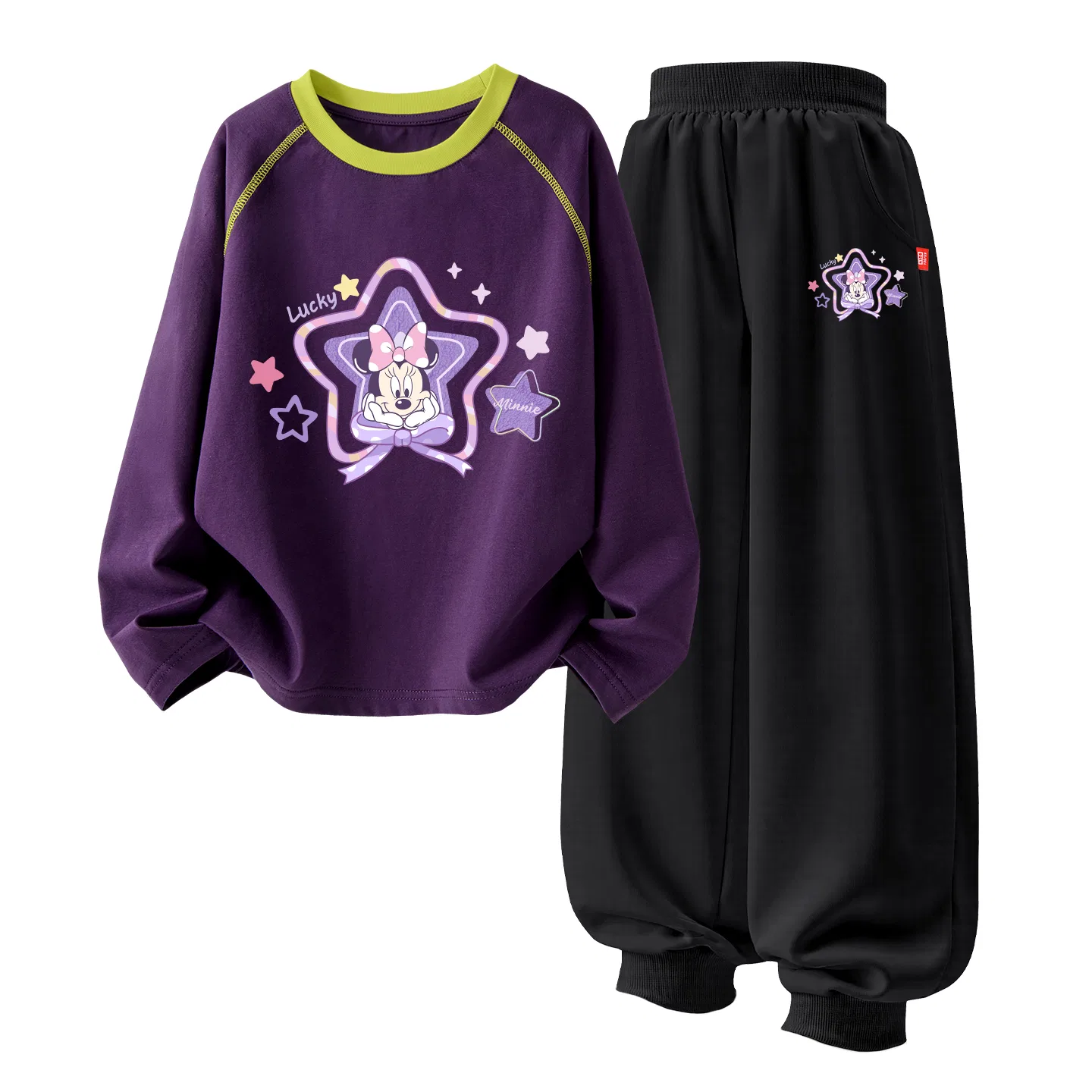 Детский спортивный костюм с круглым вырезом Disney, Цвет Didi Star Mulberry Purple+Didi Star K Black