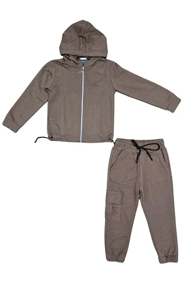 Детский спортивный комплект для девочек с капюшоном Mnk Baby&Kids, Brown