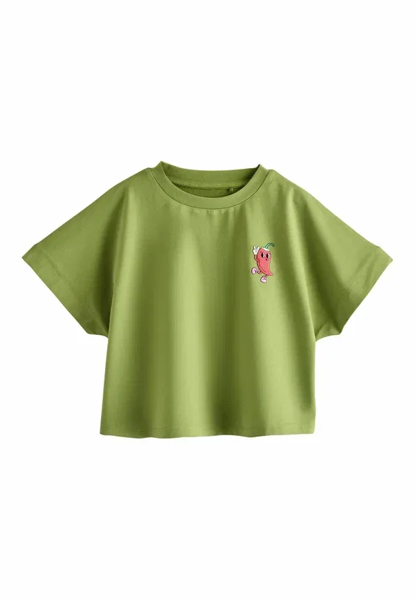 Футболка хлопковая Regular fit boxy graphic t-shirts 3 pack Next, Pink, Green, зеленый/розовый — фото 2