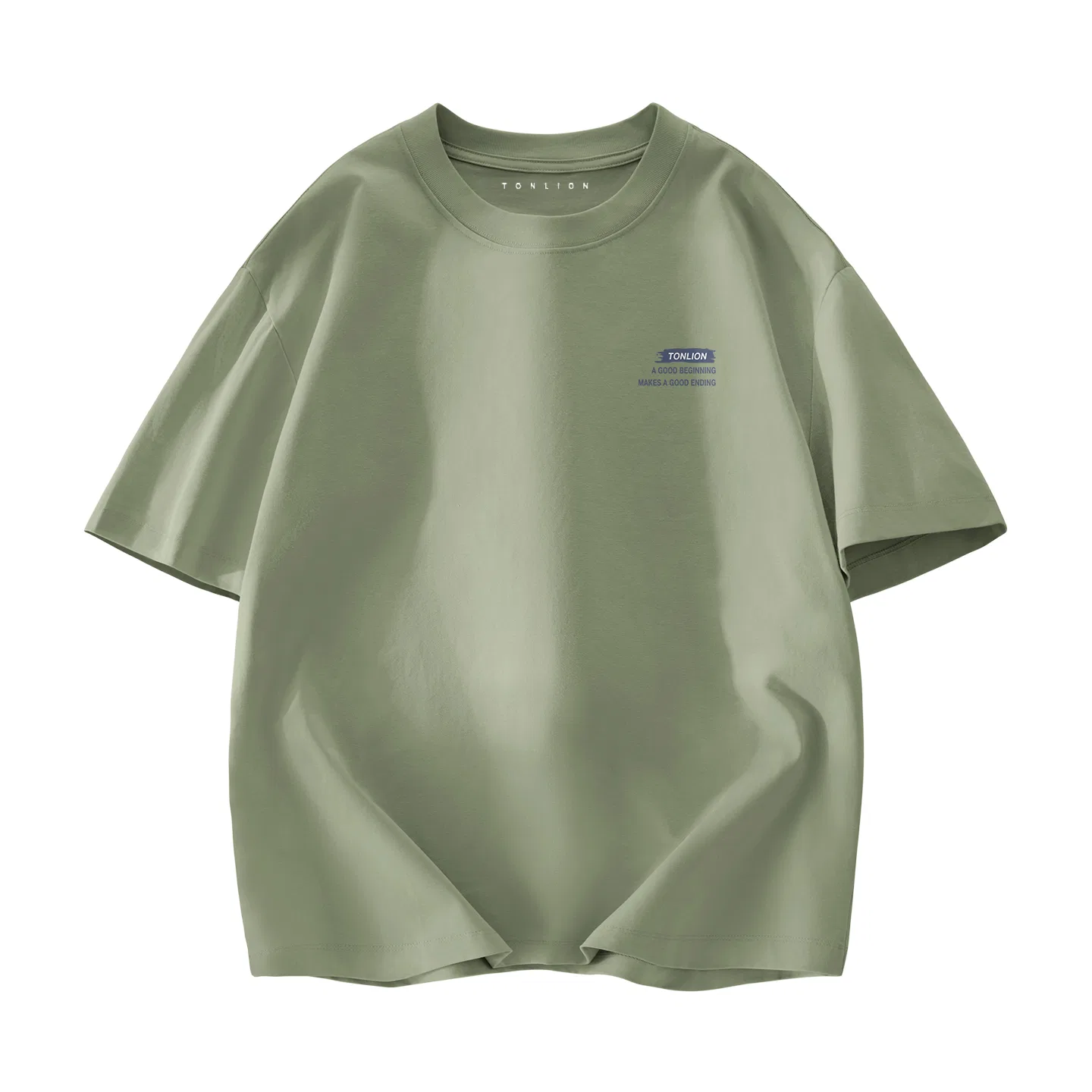 Детская футболка с принтом Tonlion, Цвет: 100% Cotton Palm Green T Tang Lion Beginning Chest Label