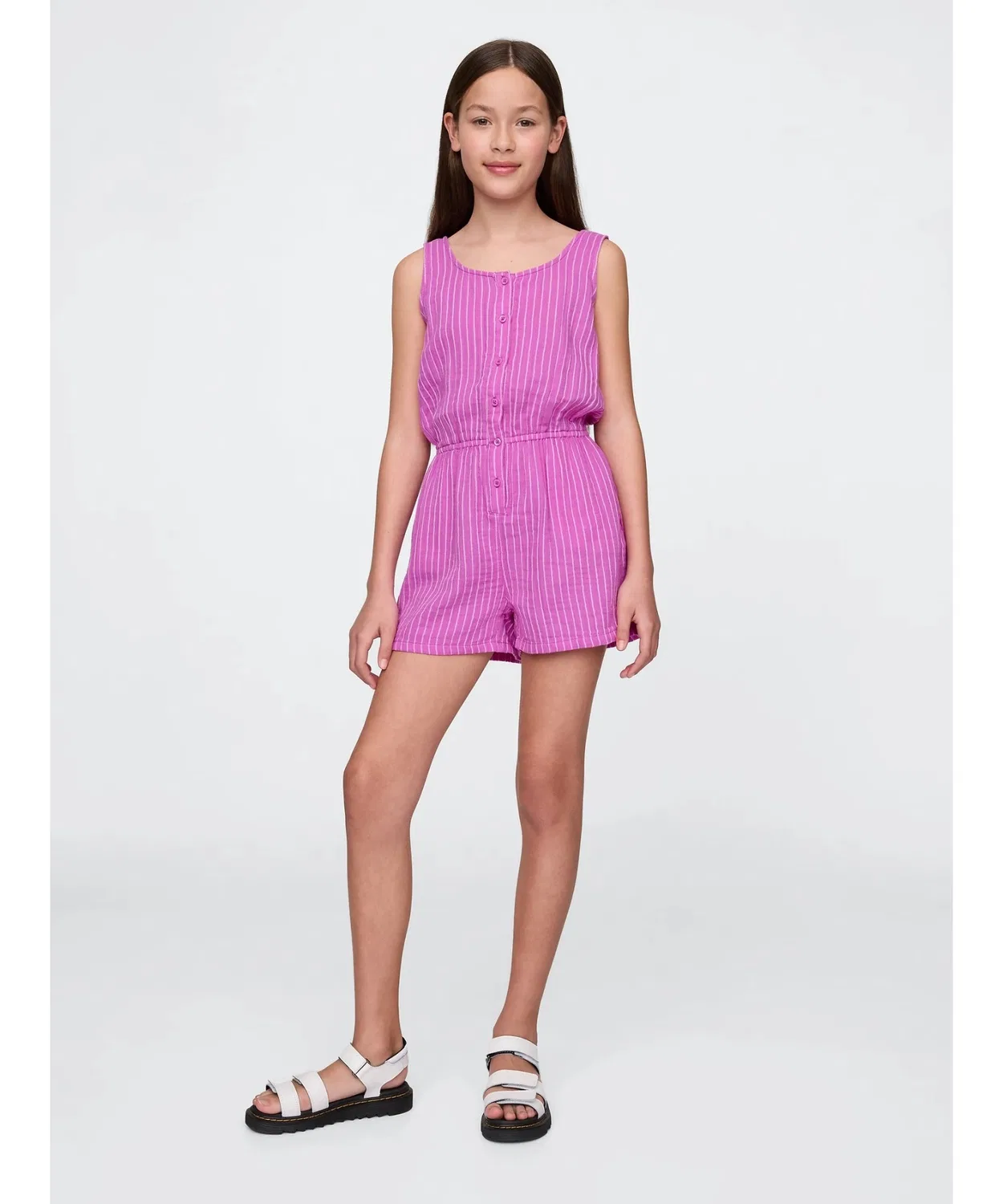 Детский комбинезон из хлопковой гофре-ткани с принтом, модель без рукавов GAP, Purple