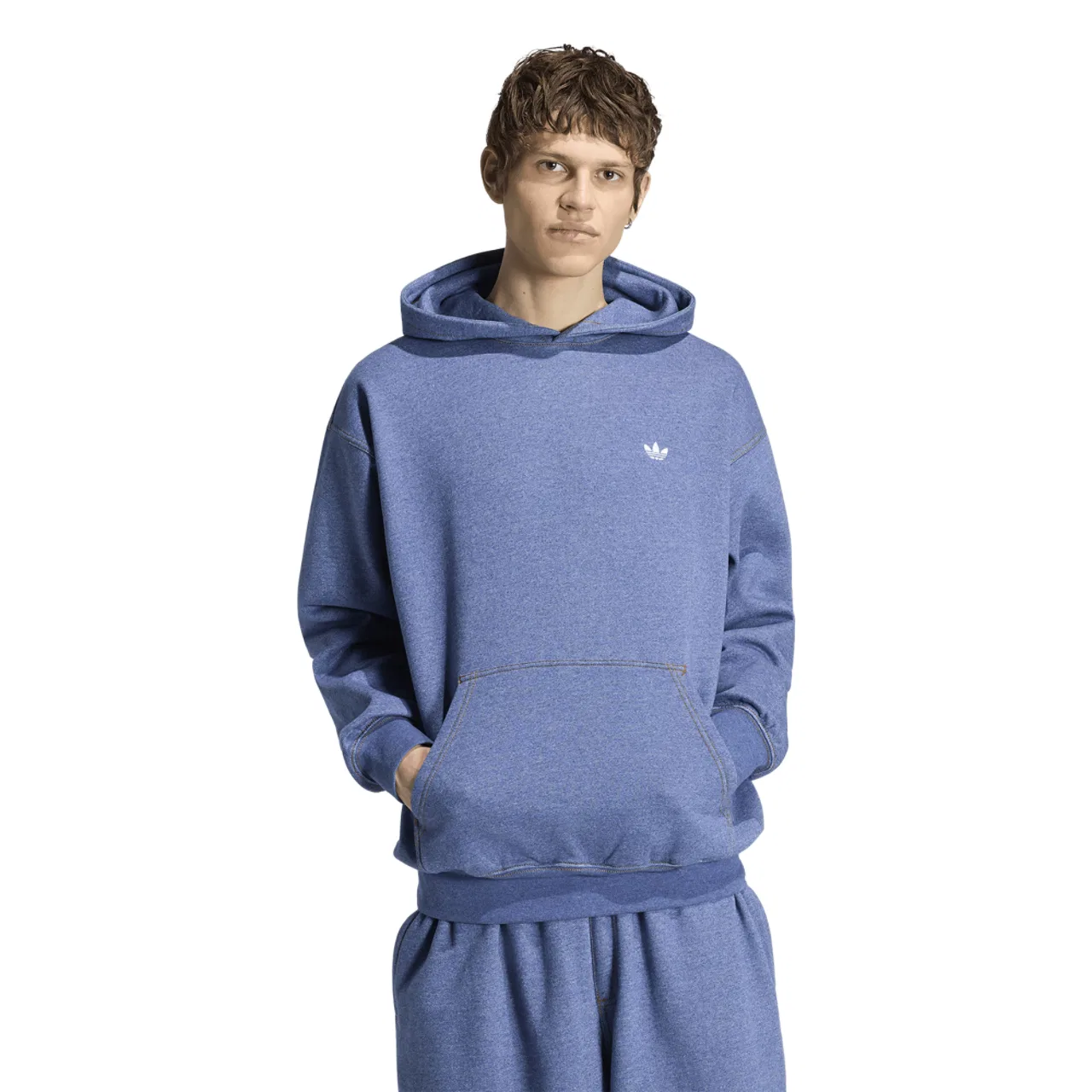 Мужская толстовка Essentials Melange Loose Hoodie Adidas, синий/белый