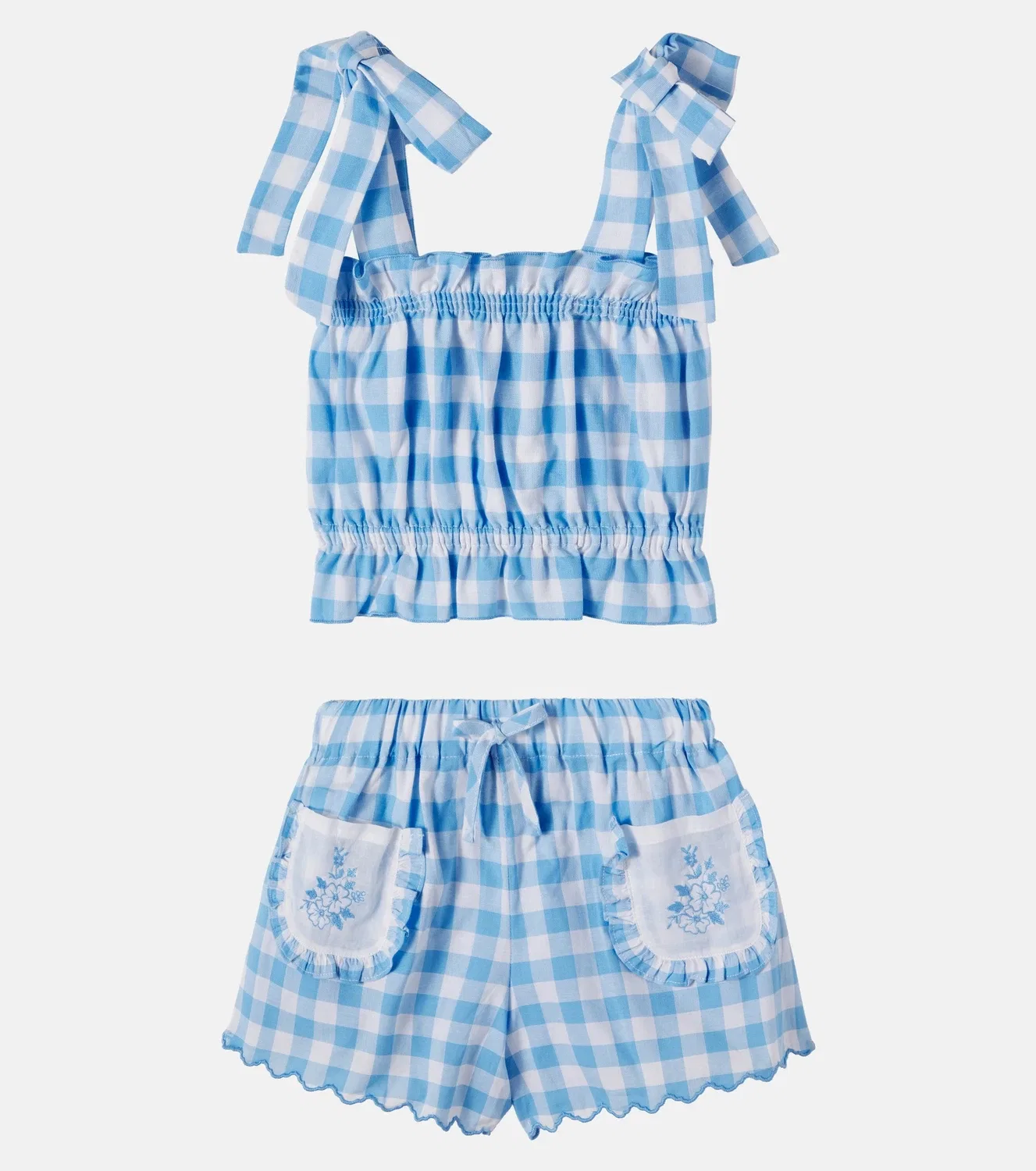Комплект из топа и шорт с принтом Sailor Check Bebe Organic, синий — фото 4
