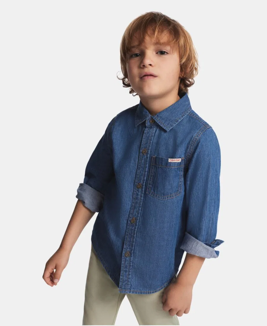 Комплект из рубашки и брюк для мальчика Calvin Klein, Denim/Marble — фото 3