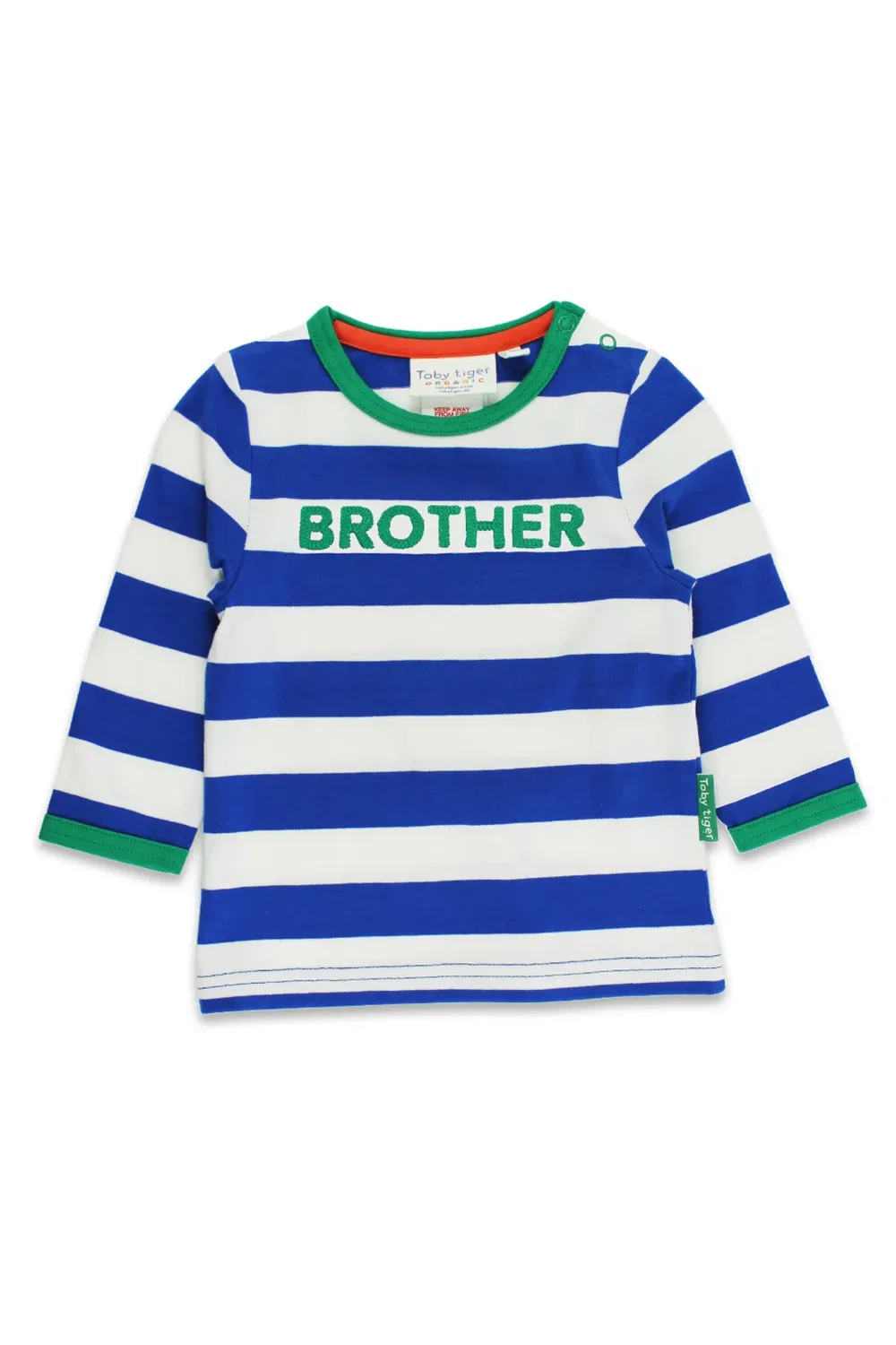 Детская футболка с длинным рукавом Stripe Brother Applique Toby Tiger, Blue