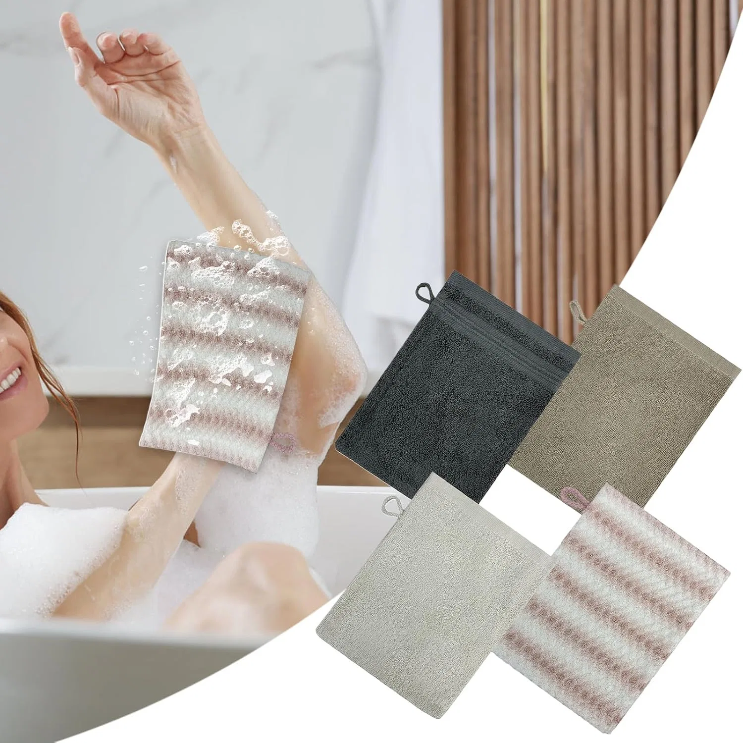 Душ-рукавица для пилинга, Cotton, 4 шт, Разные цвета Generic — фото 3
