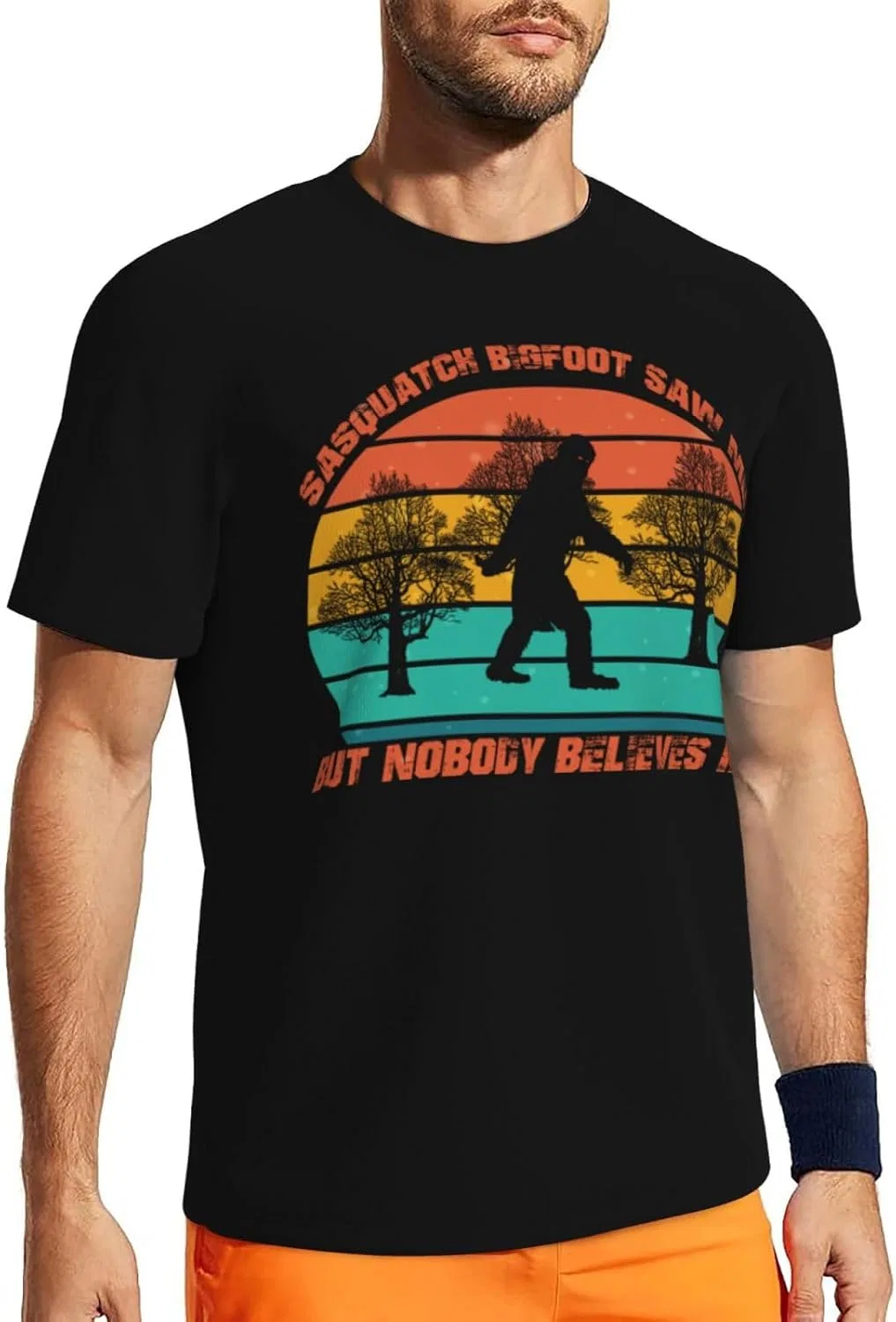 Мужская футболка из сетчатой ткани Sasquatch Bigfoot, Sasquatch Bigfoot Saw Me But Nobody Believes Him3 — фото 2
