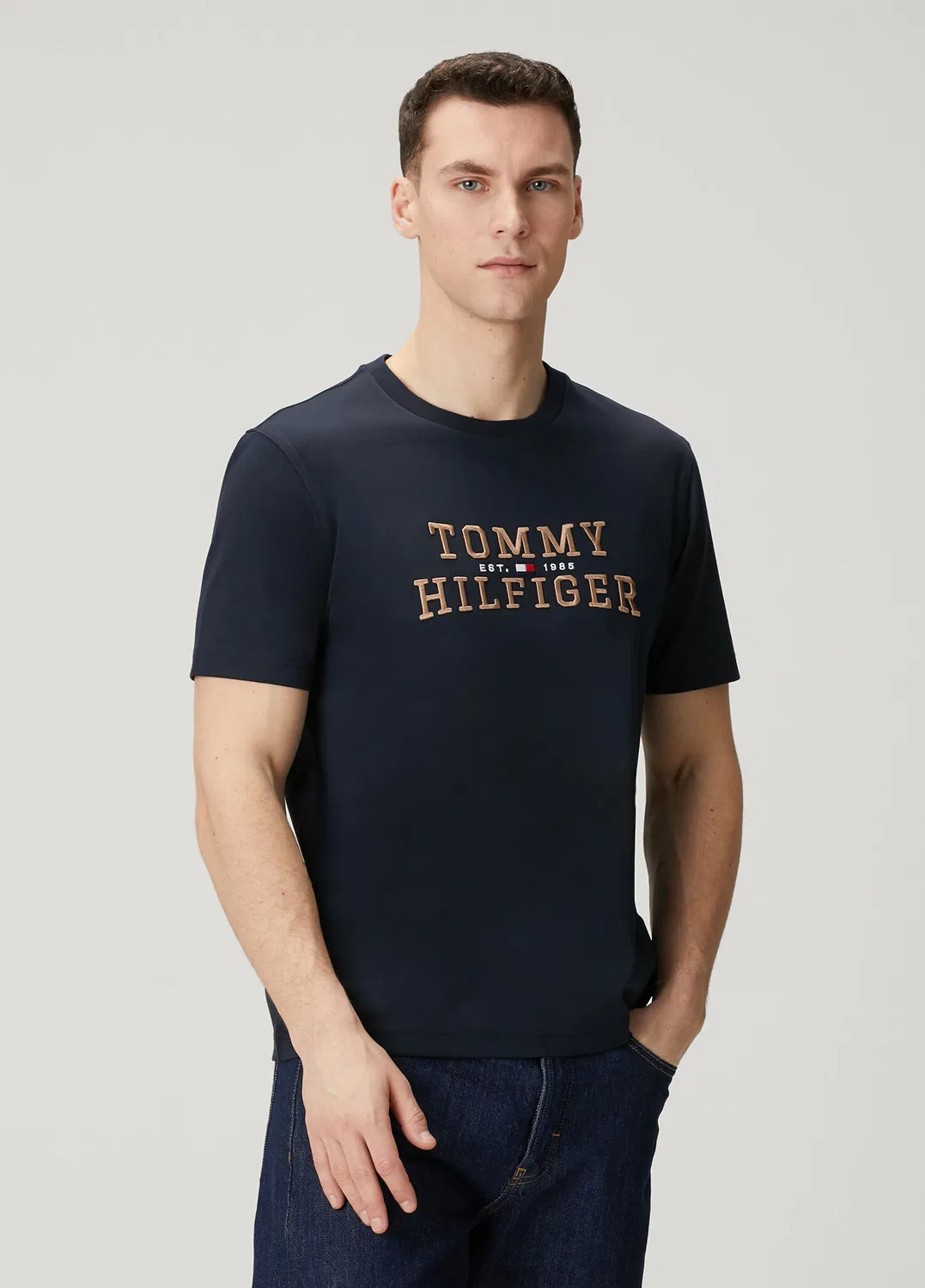 Футболка Tommy Hilfiger с вышивкой логотипа, синий — фото 3