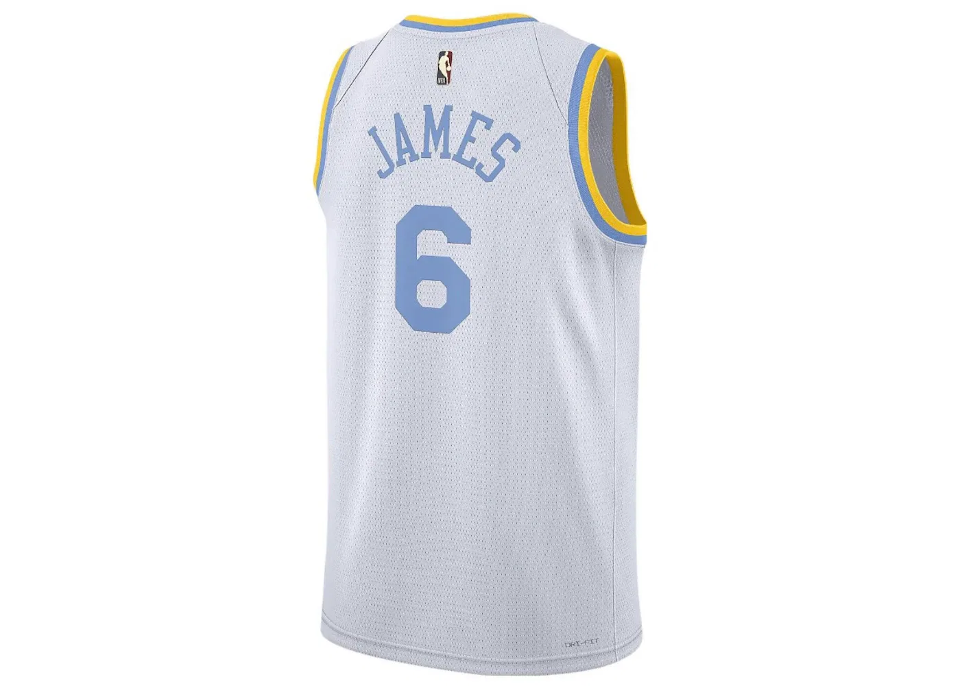 Мужская баскетбольная джерси с длинным рукавом Nike NBA Los Angeles Lakers Dri-FIT Swingman Jersey, White/Baby Blue/Yellow — фото 2