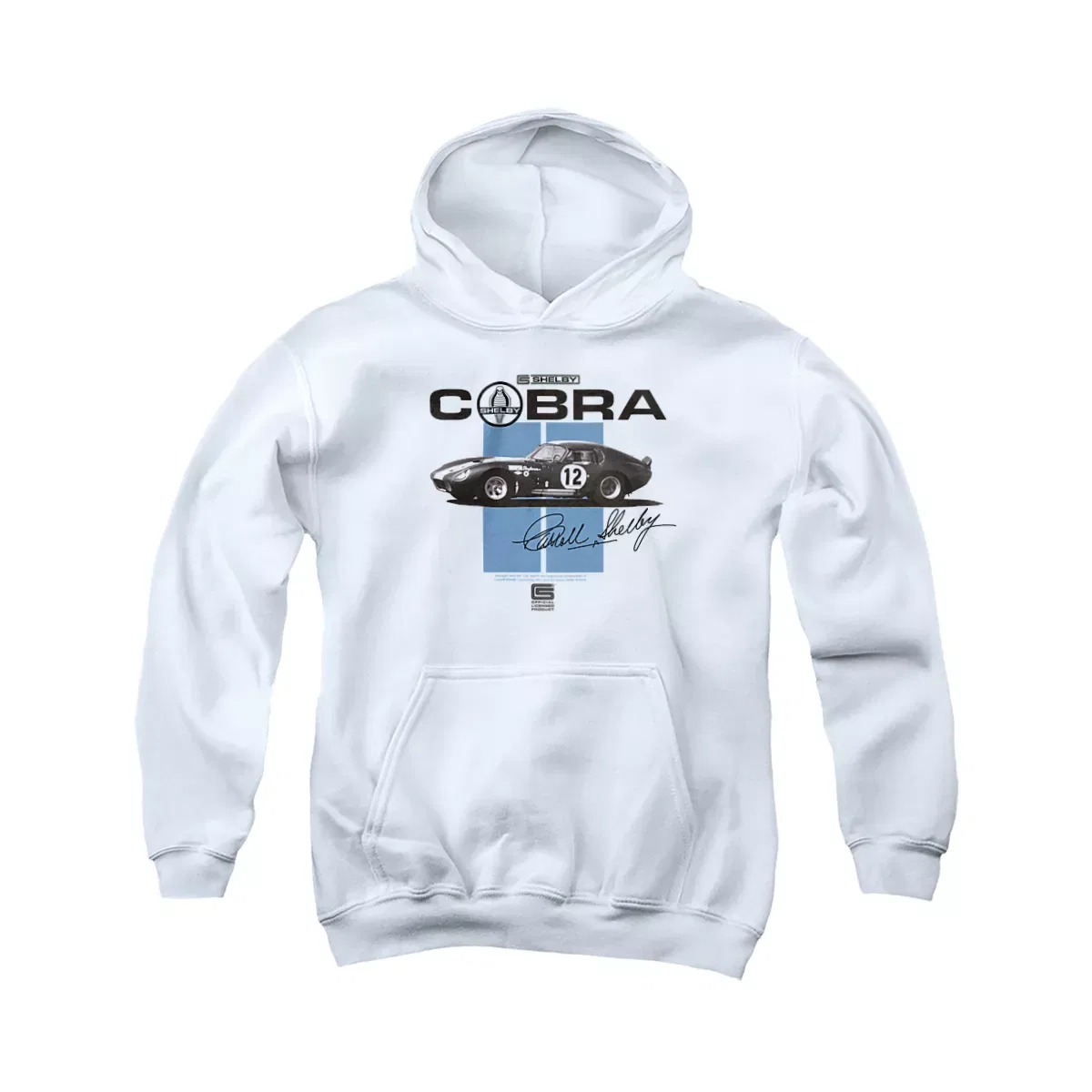 Детское худи с принтом Shelby Cobra Racing Stripes Shelby, White