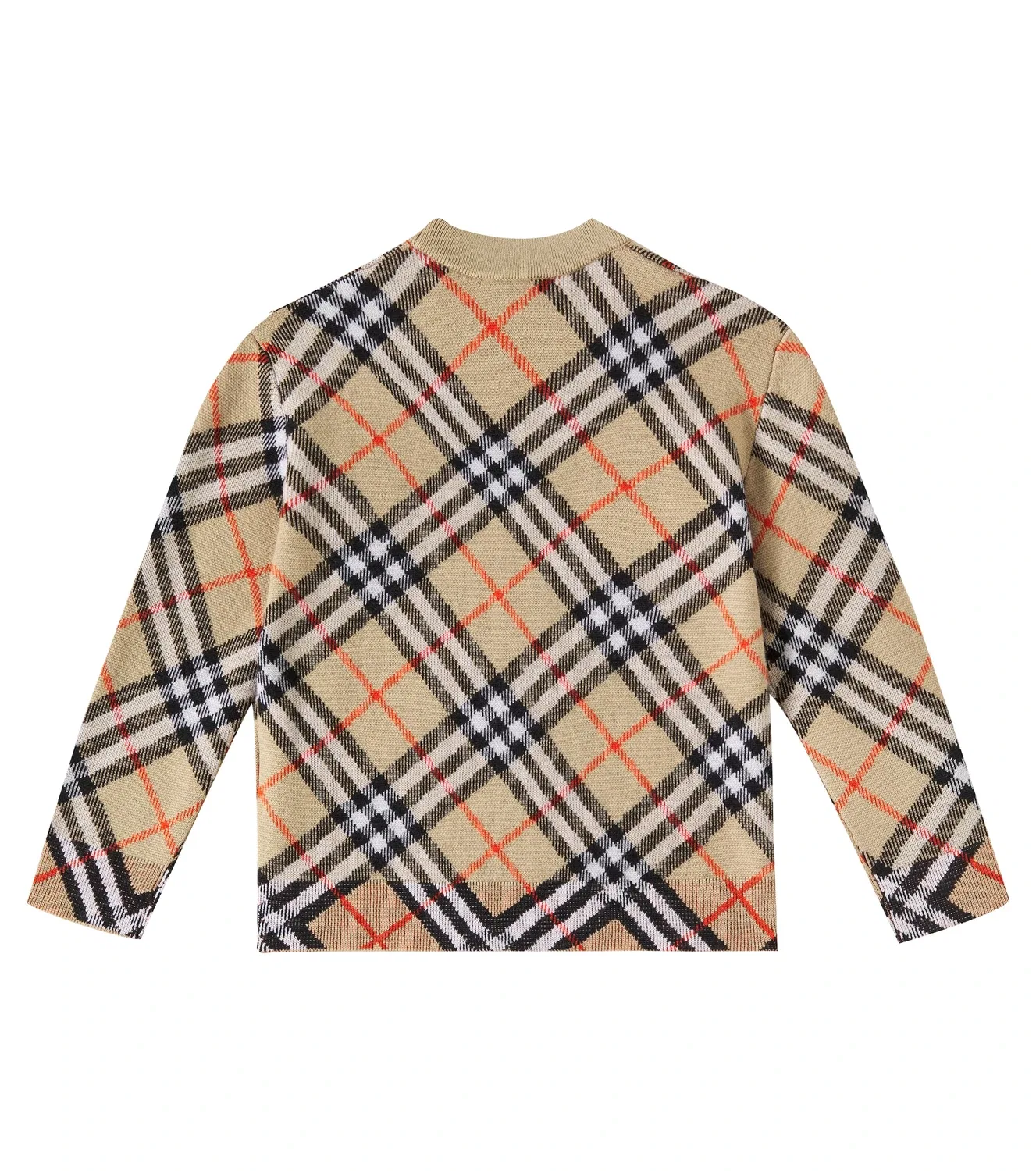Кардиган шерстяной в клетку Burberry Kids, бежевый — фото 4