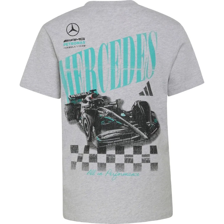 Футболка с принтом Mercedes-AMG Petronas Formula 1 Team Graphic Adidas, Светло-серый — фото 2