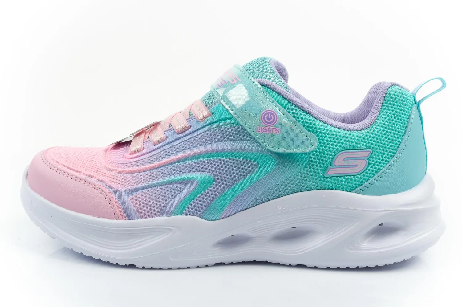 Детские кроссовки Skechers Color Breeze LED, Turkis Rosa Violett — фото 2