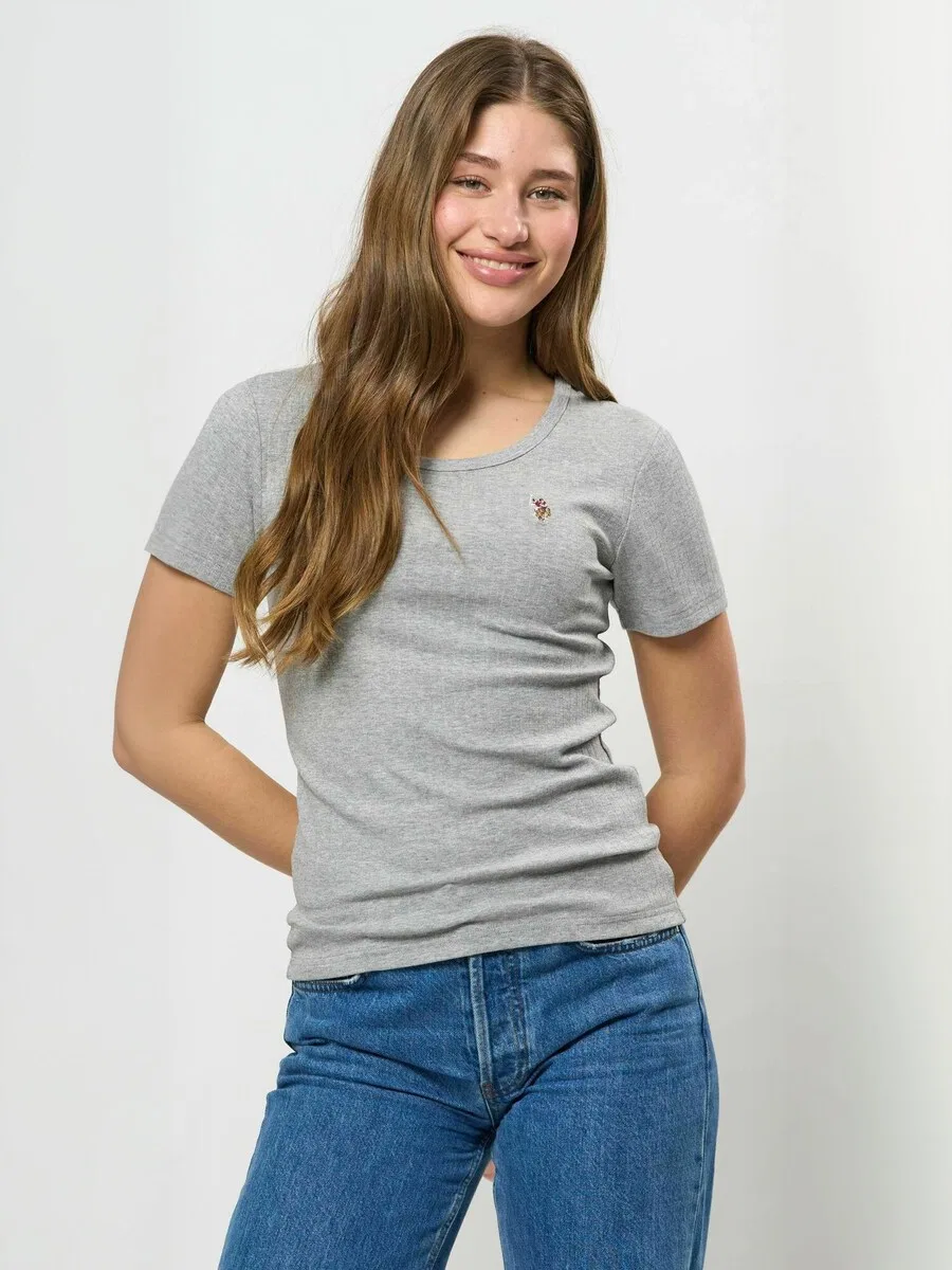 Топ 'UWCarola' серого цвета с пятнистым рисунком U.S. POLO ASSN.