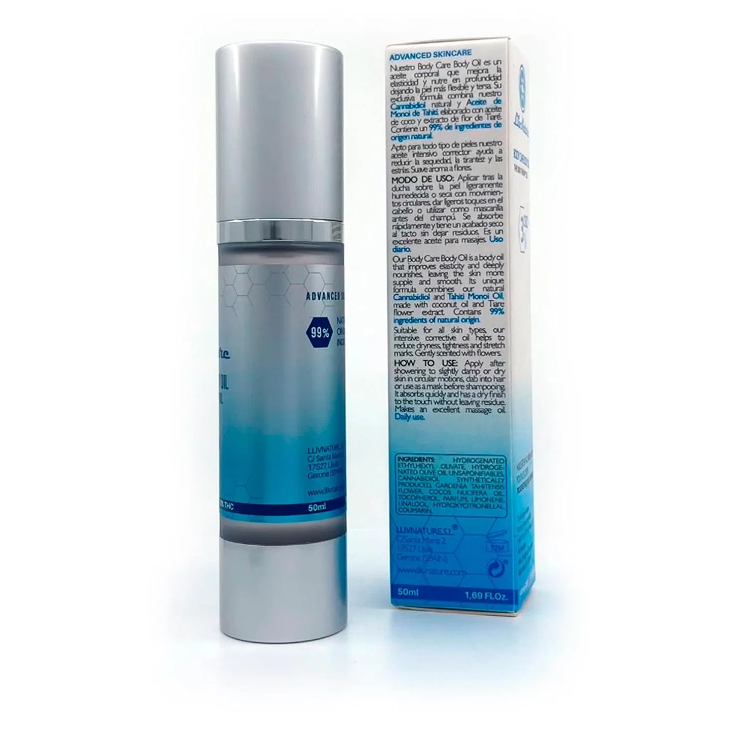 Масло для тела Dry & Nourishing Body Oil, LLIVNATURE, 50 мл, 1500 мг CBD & Taithi Monoi Oil — фото 2