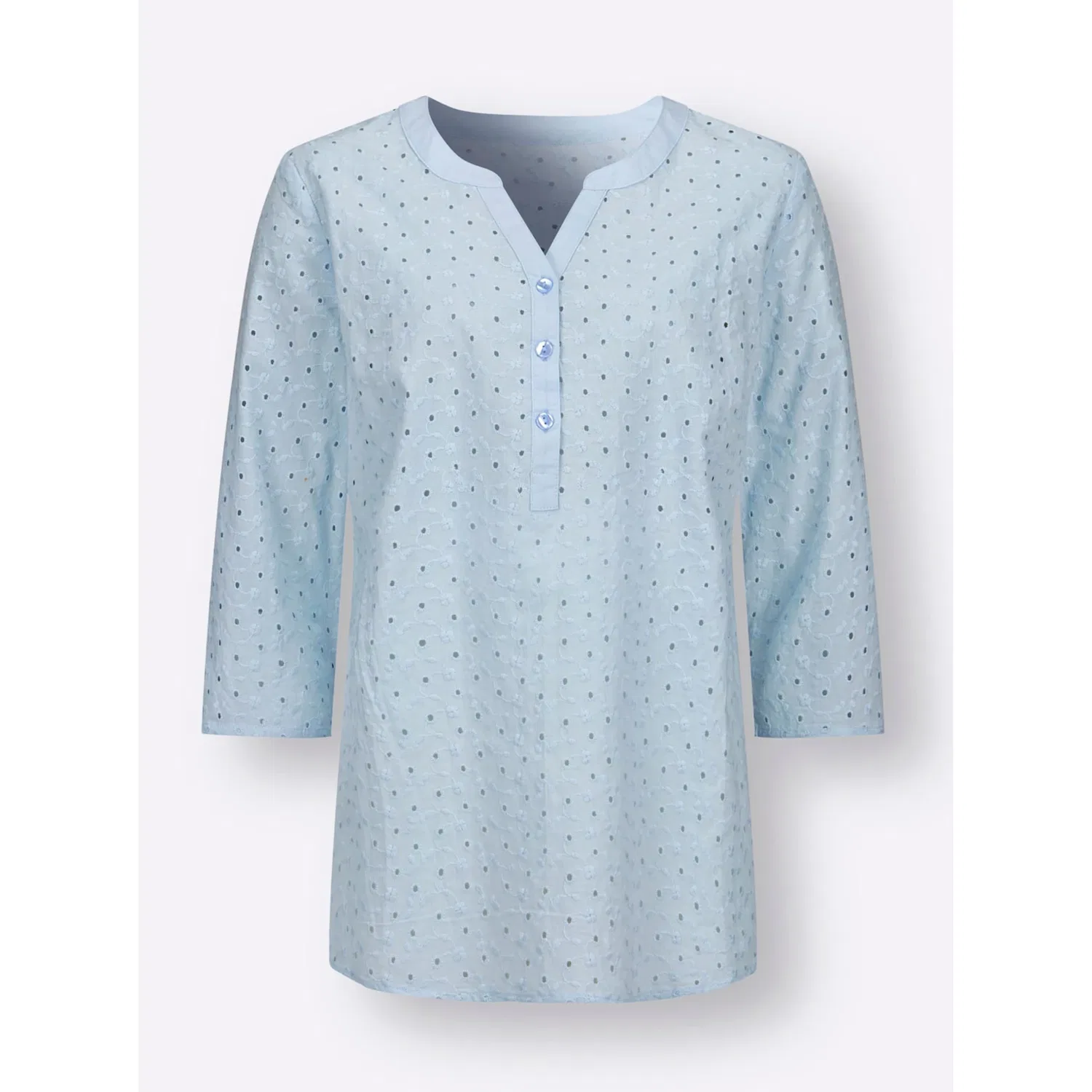 Женская блуза с вышивкой Classic Basics, Light Blue — фото 4