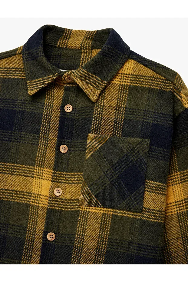 Детская рубашка для мальчиков с длинным рукавом Koton, Mustard Plaid — фото 3