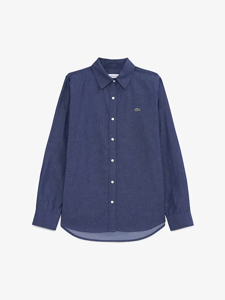 Рубашка женская LACOSTE из денима, Regular Fit, длинный рукав, голубой — фото 4
