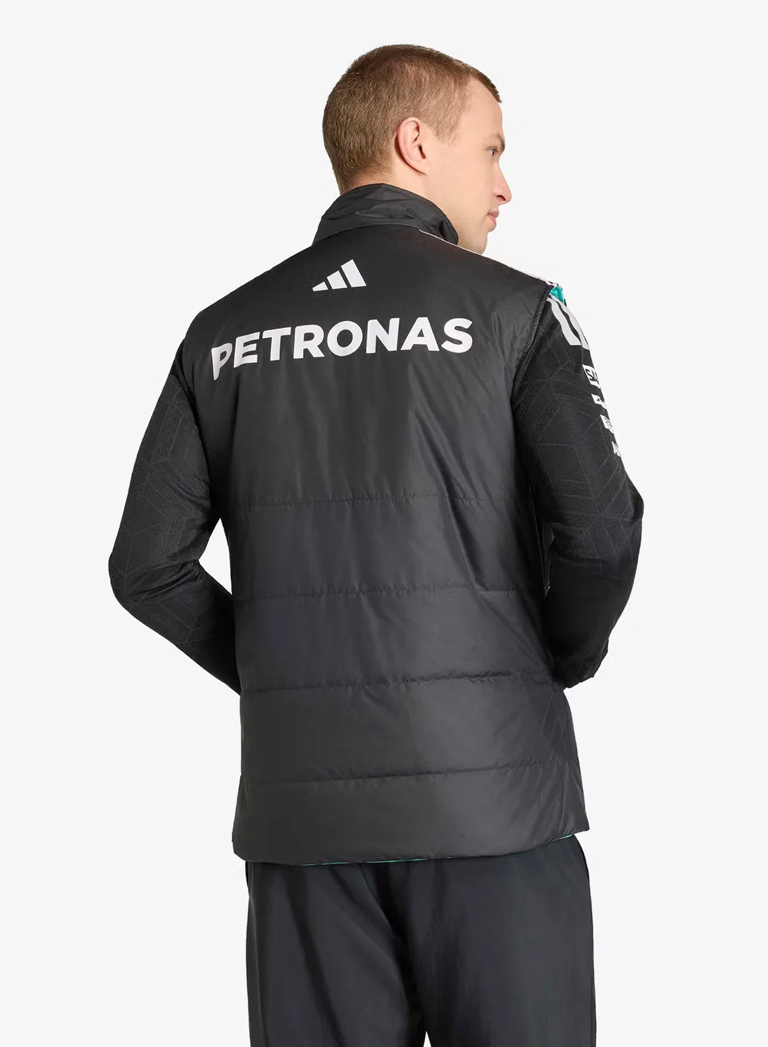 Куртка пуховик с принтом Mercedes - AMG Petronas Formula 1 Team Adidas, черный — фото 2