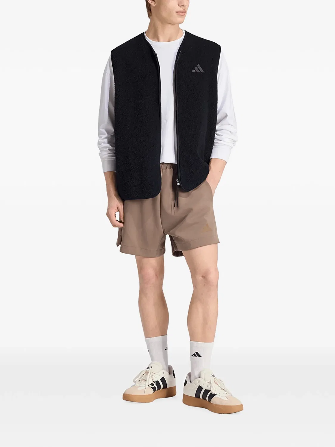 Жилет City Tech 3-Stripes из ворсистого флиса Adidas, черный