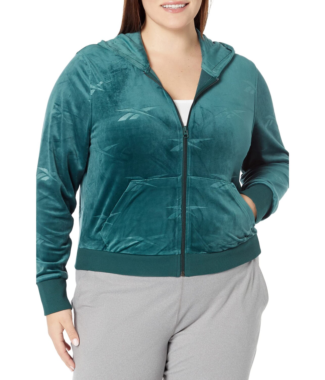 

Худи Reebok, Plus Size Classics Velour Shrunken Zip-Up Sweatshirt, Синий, Худи Reebok, Plus Size Classics Velour Shrunken Zip-Up Sweatshirt