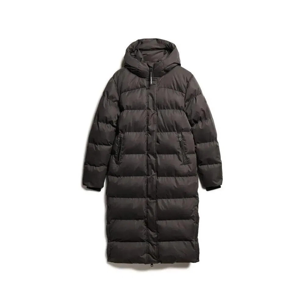 Женская длинная стеганая куртка из микрофибры Superdry, Черный