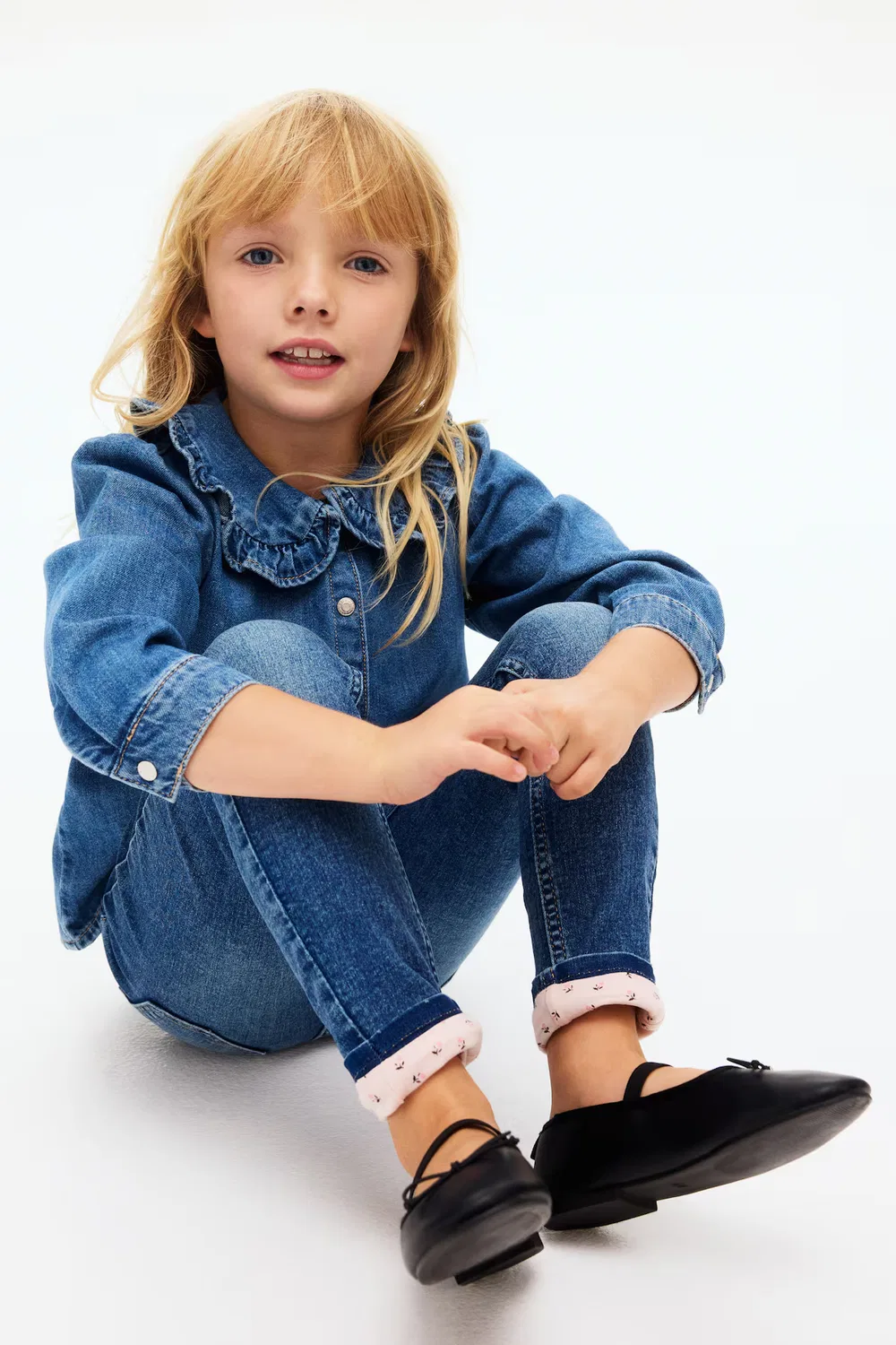 Узкие джинсы на подкладке H&M, Denimblau/Geblümt — фото 2