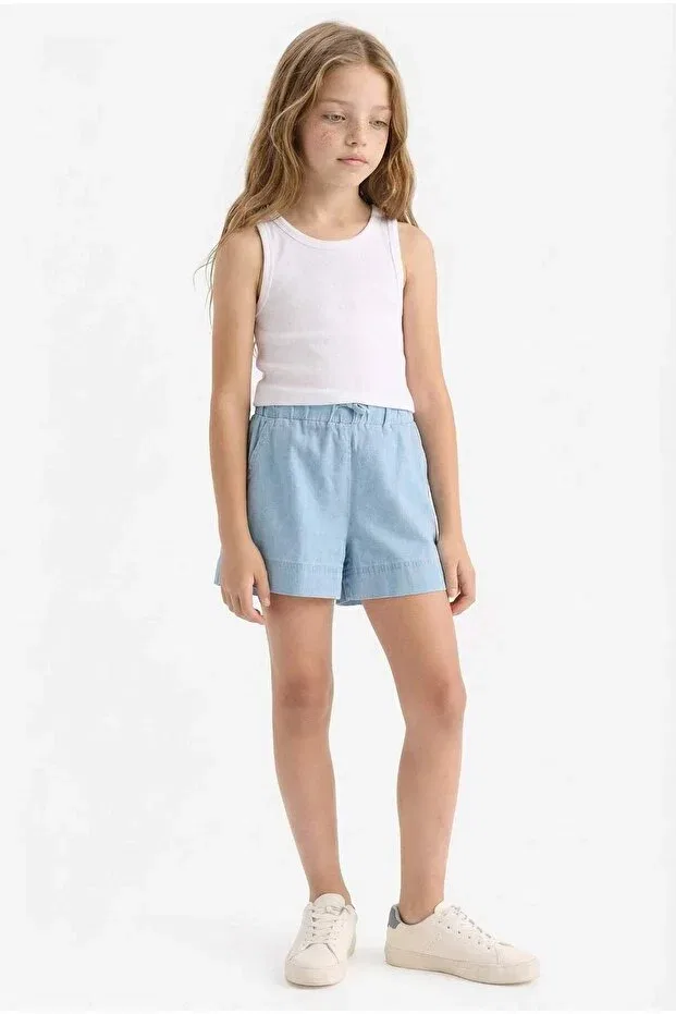 Детские шорты для девочек джинсовые на резинке Elastic waist jean shorts for girls Defacto, Blue-nm39 — фото 2