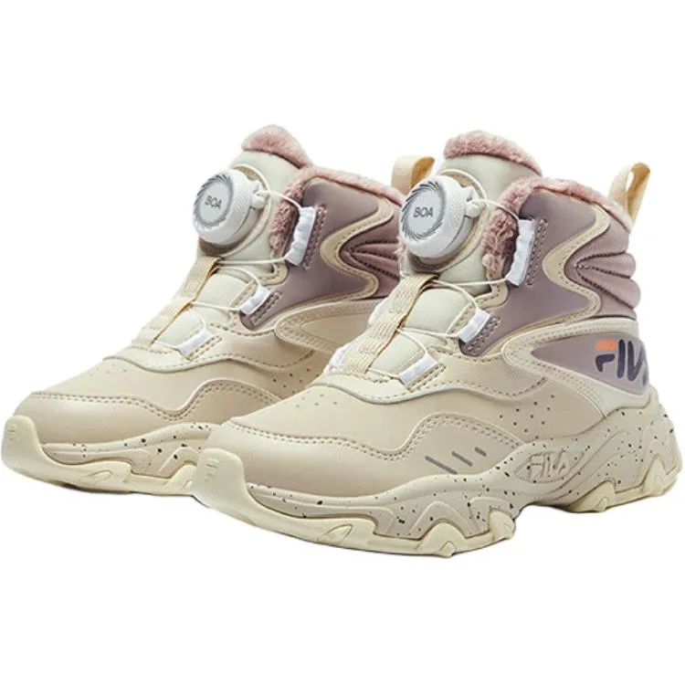 FILA KIDS Детские высокие уличные термообуви с противоскользящей и износостойкой подошвой pink brown — фото 4