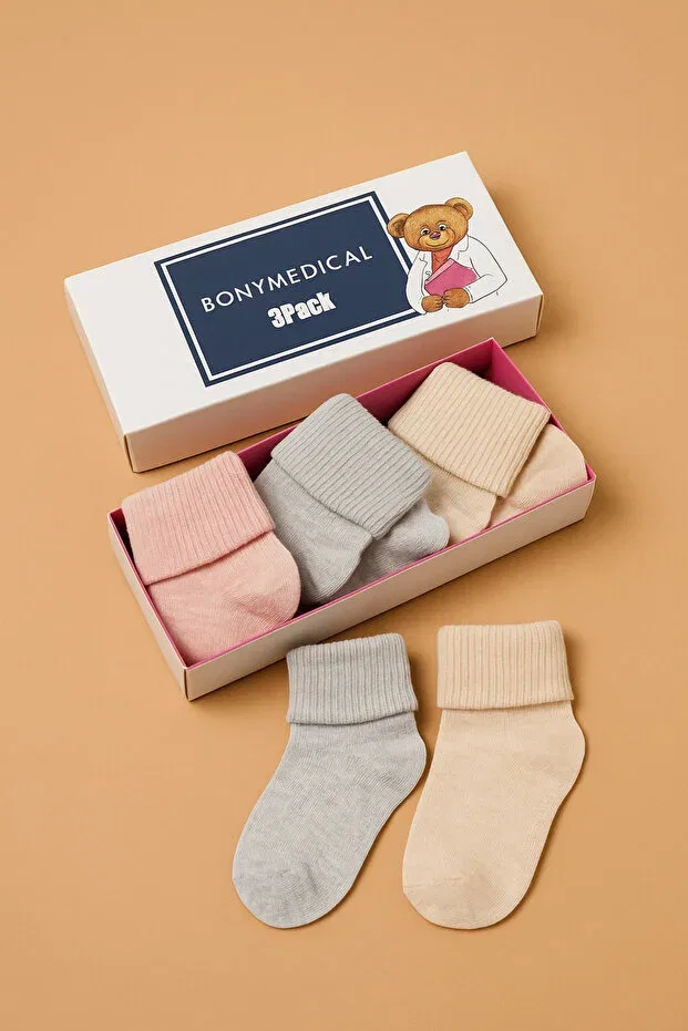 Детский комплект носочков для новорожденных с узором Bony Socks, Pink Patterned