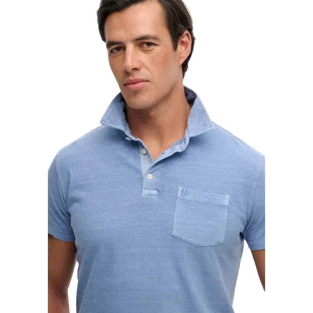 Мужское поло с коротким рукавом Classic Cotton Linen Superdry, Blue — фото 3