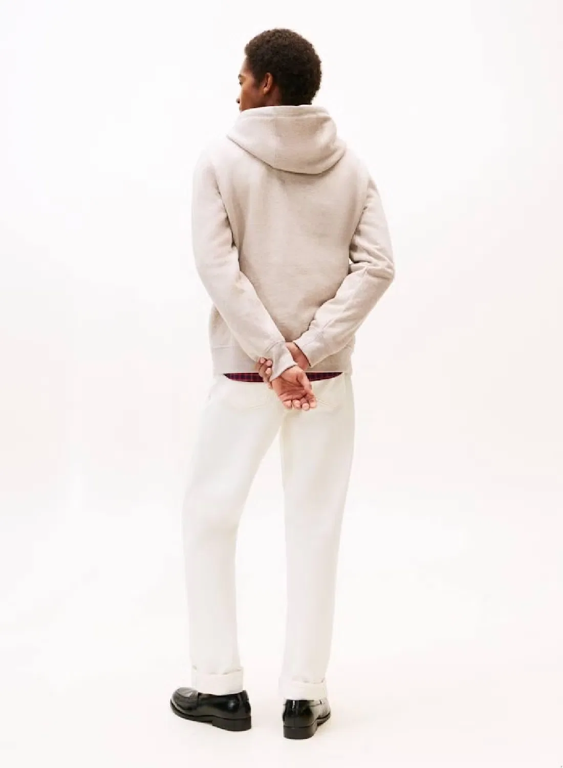 Худи с вышитым логотипом на груди, модель Logo embroidery flex fleece, Tommy Hilfiger, серый меланж — фото 2