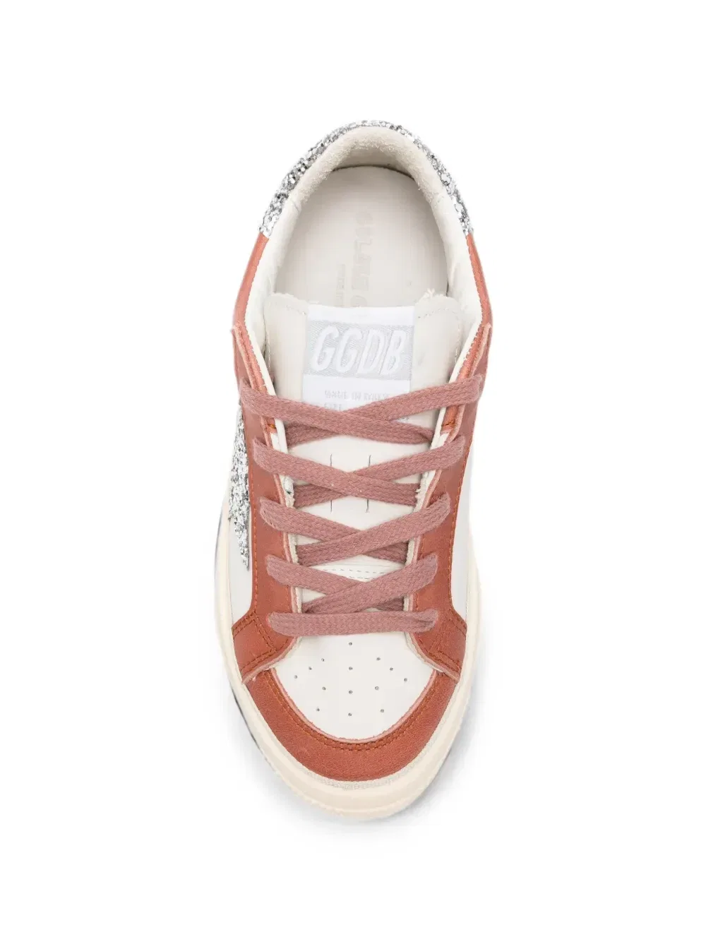Кроссовки May с блестящими нашивками из кожи Golden Goose Kids, коричневый — фото 3