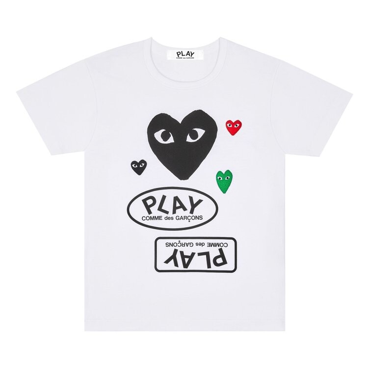 

Футболка Comme des Garçons PLAY Multi Logo Short-Sleeve T-Shirt 'White', белый