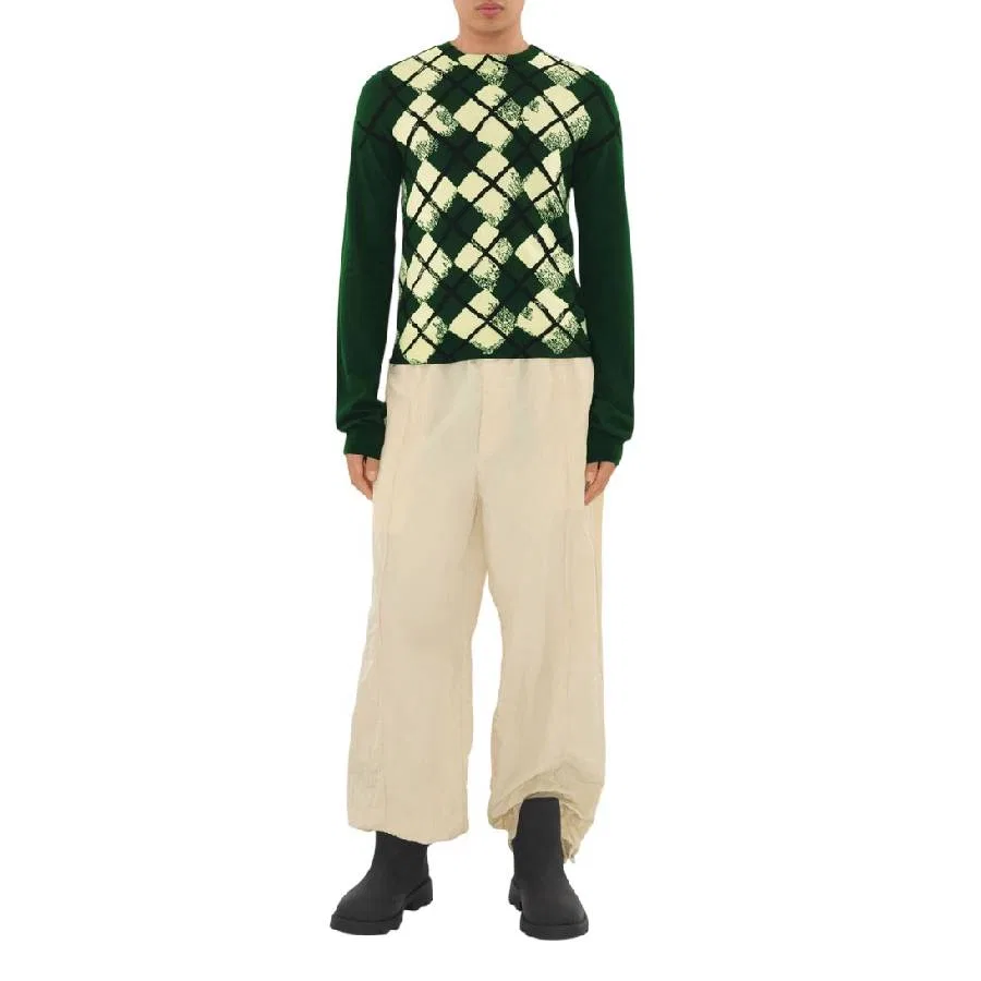 Свитер из хлопка с ромбовидным узором Argyle Crewneck Cotton Sweater Burberry, Ivy — фото 2