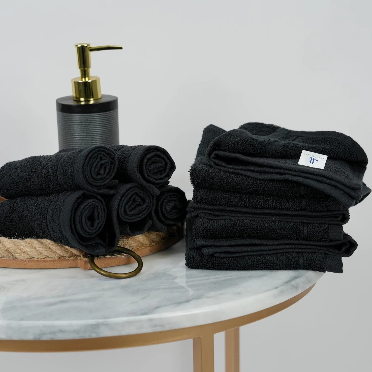 Мочалки для лица, Tens Towels, набор 24 шт, 30,5 x 30,5 см, Black — фото 2